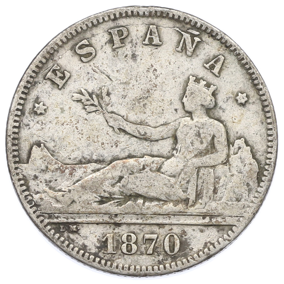 2 песеты 1870 (74) года Испания — Фото №1