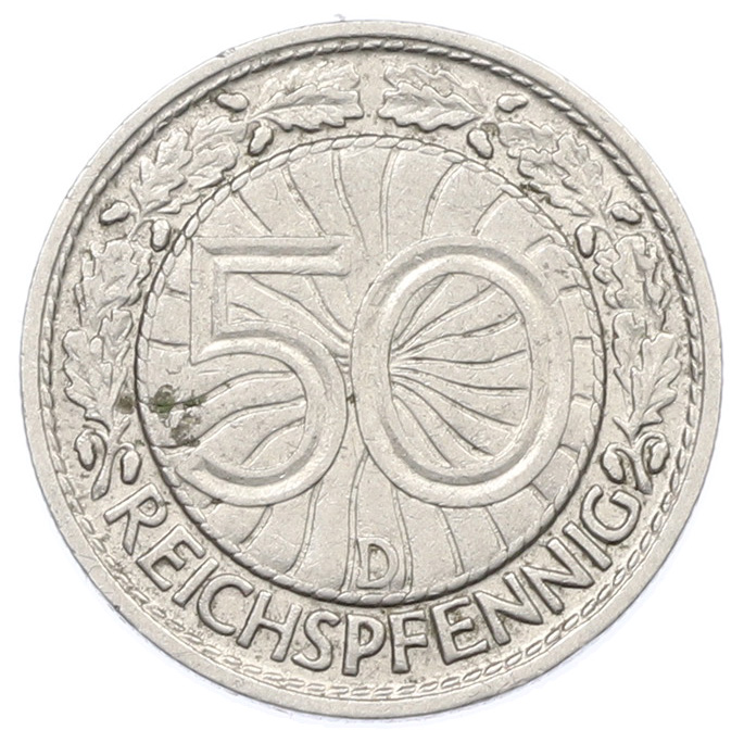 50 рейхспфеннигов 1928 года D Германия — Фото №2
