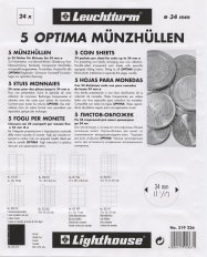 Листы для 24 монет Ø 34 мм, 5 штук, формат Оптима, Leuchtturm — Фото №1