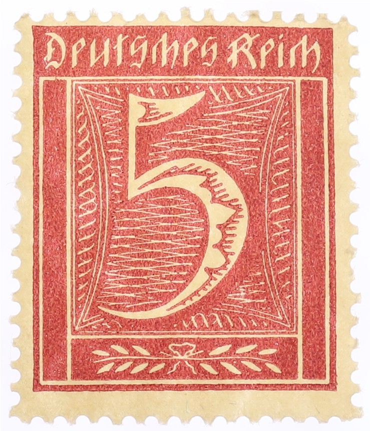 Почтовая марка 5 пфеннигов 1922 года Германия — Фото №1