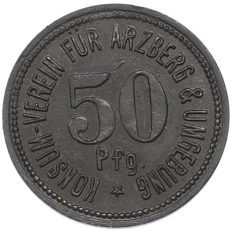 50 пфеннигов 1917-1923 года Германия — город Арцберг (Нотгельд) — Фото №2