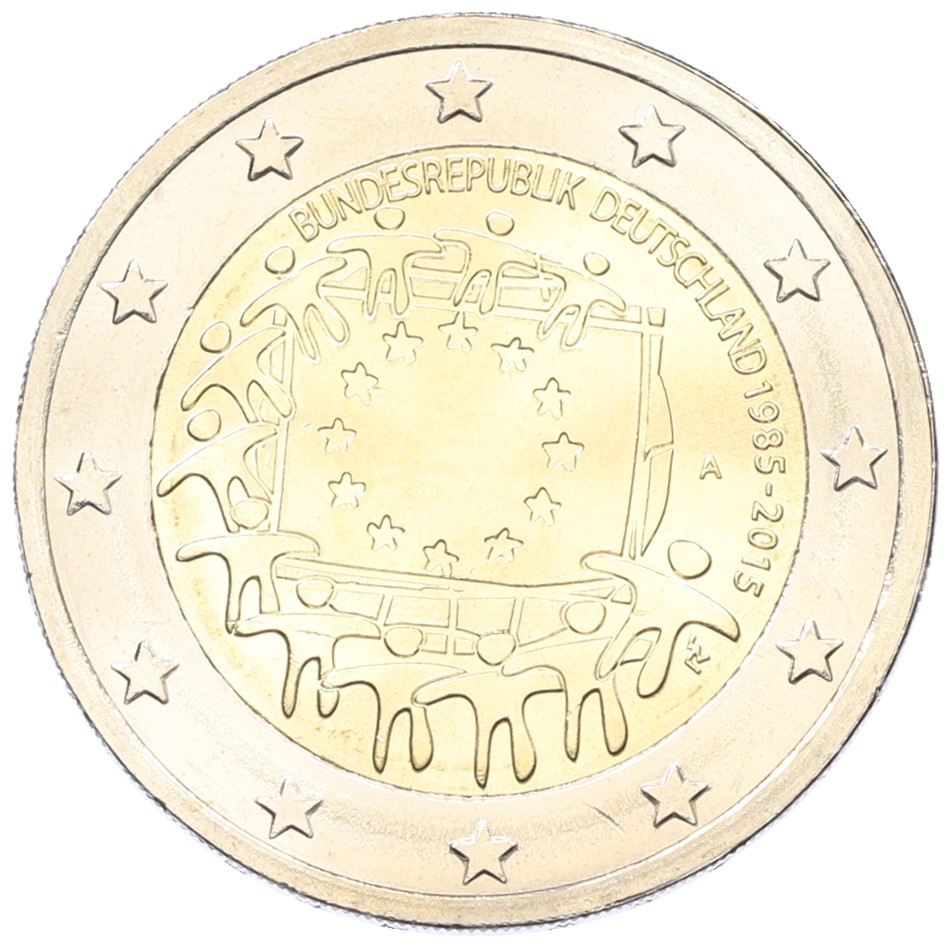 2 евро 2015 года A Германия «30 лет флагу Европейского союза» — Фото №1