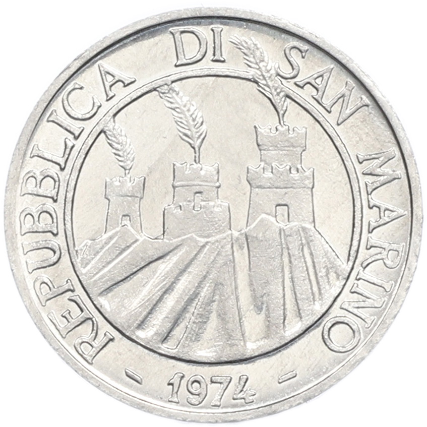 1 лира 1974 года Сан-Марино — Фото №2