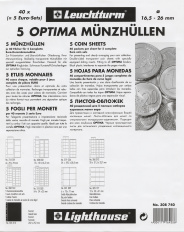 Листы для 40 монет годовых наборов Евро (упаковка 5 штук), формат "Optima", LEUCHTTURM — Фото №1
