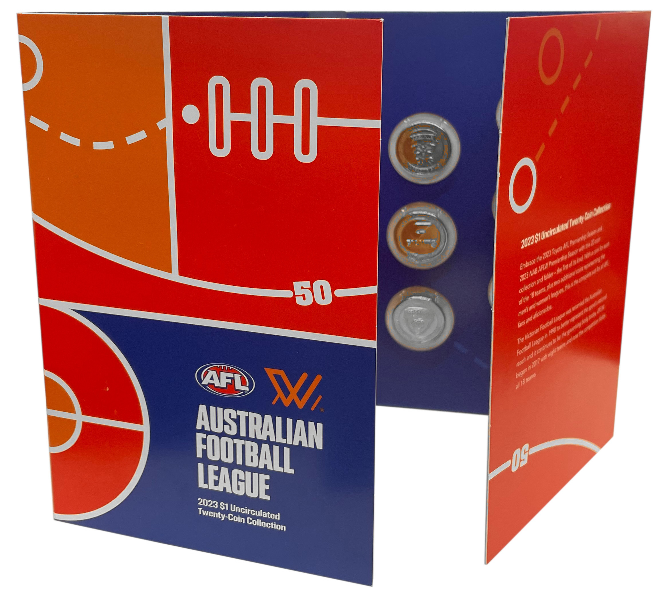 Набор из 20 монет 1 доллар 2023 года Австралия «Австралийская футбольная лига» (в буклете) — Фото №3