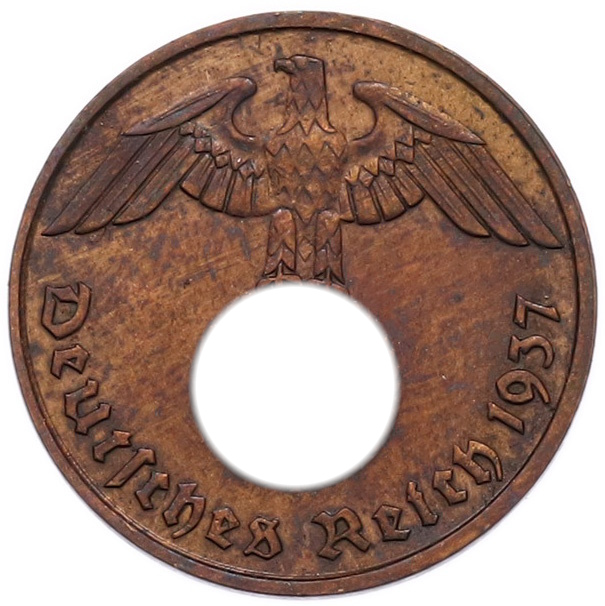 2 рейхспфеннига 1937 года D Германия — Фото №1