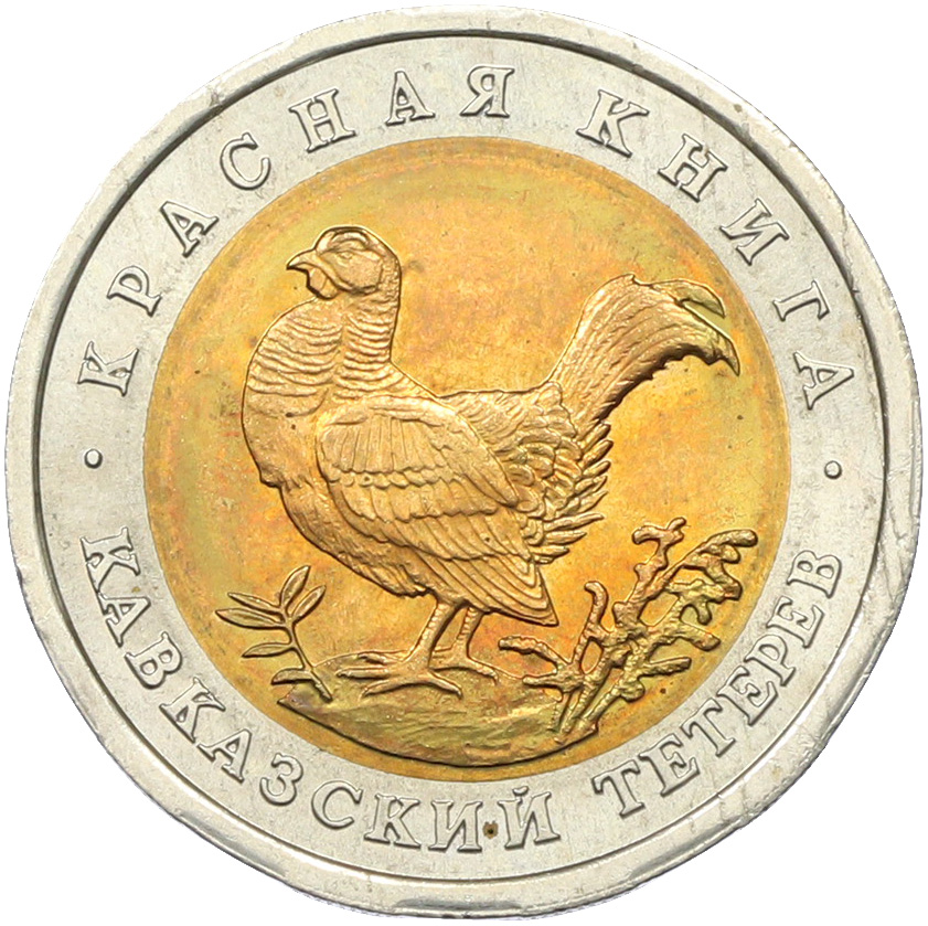 50 рублей 1993 года ЛМД «Красная книга — Кавказский тетерев» — Фото №1