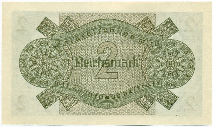 2 рейхсмарки 1940 года Германия (Для оккупированных территорий) — Фото №2