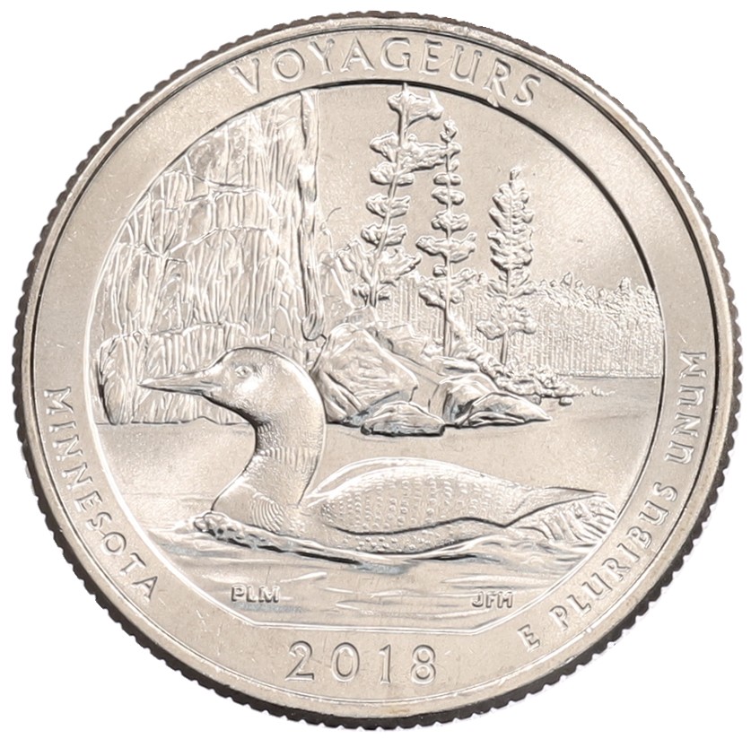 1/4 доллара (25 центов) 2018 года Р США «Национальные парки — №43 Национальный парк Вояджерс» — Фото №1
