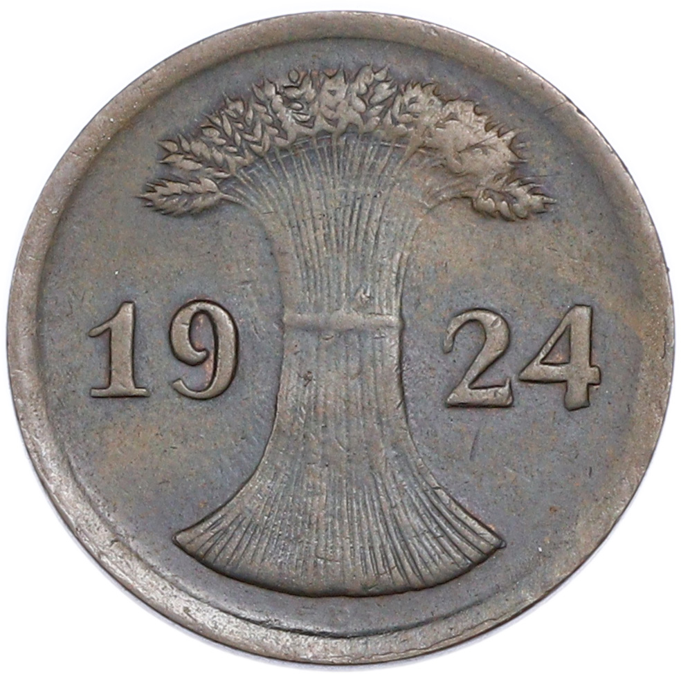 2 рентенпфеннига 1924 года D Германия — Фото №1