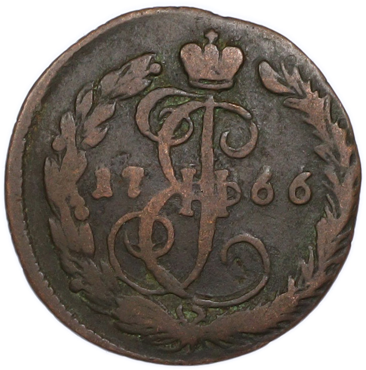 Денга 1766 года ЕМ Российская Империя (Екатерина II) — Фото №1