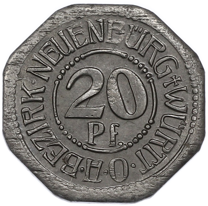 20 пфеннигов 1918 года Германия — округ Нойенбюрг (Нотгельд) — Фото №2