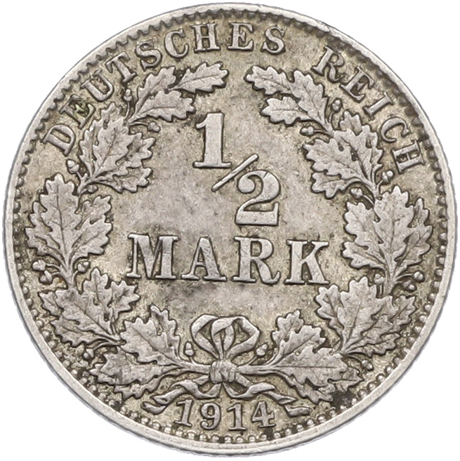 1/2 марки 1914 года J Германия — Фото №1