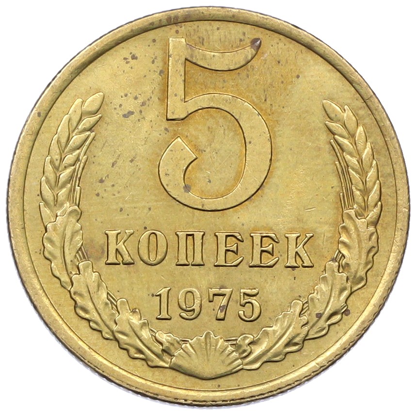 5 копеек 1975 года СССР — Фото №1