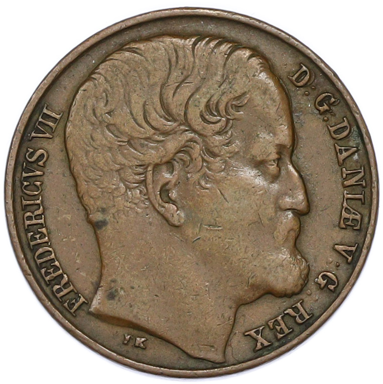1 скиллинг 1852 года Дания — Фото №2