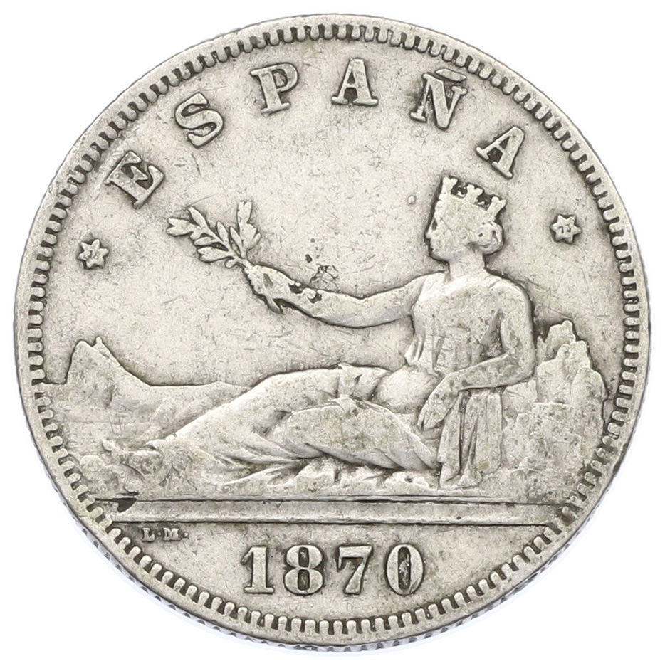 2 песеты 1870 (73) года Испания — Фото №1