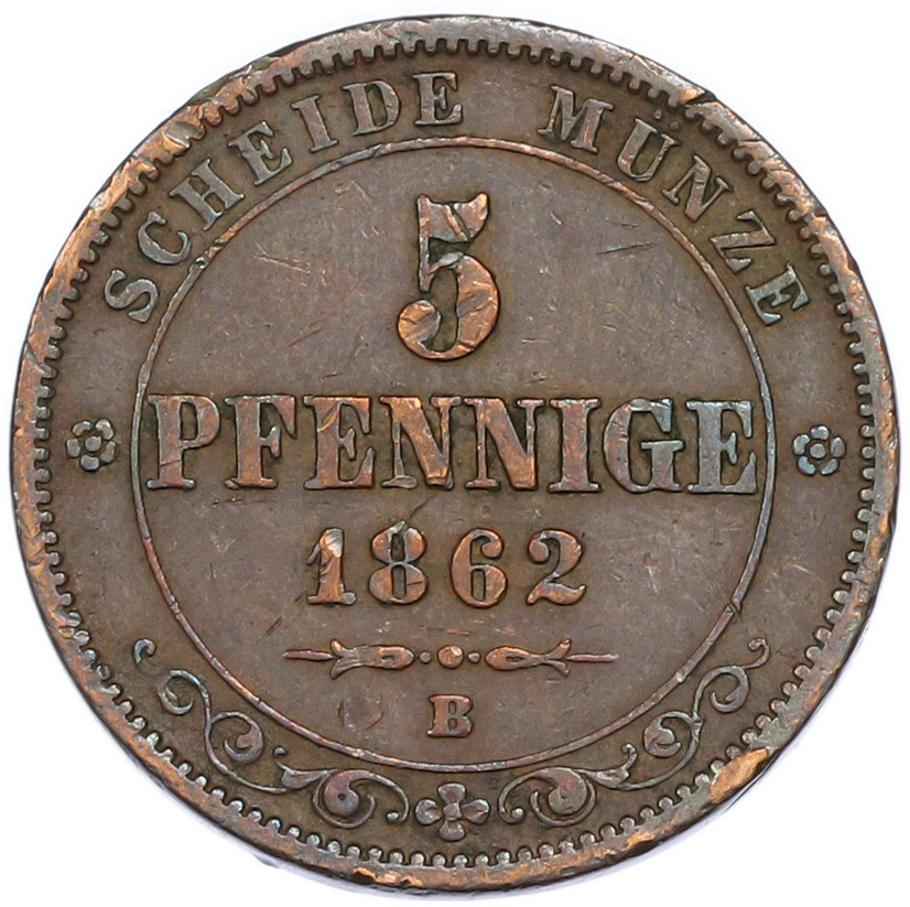 5 пфеннигов 1862 года Саксония — Фото №1