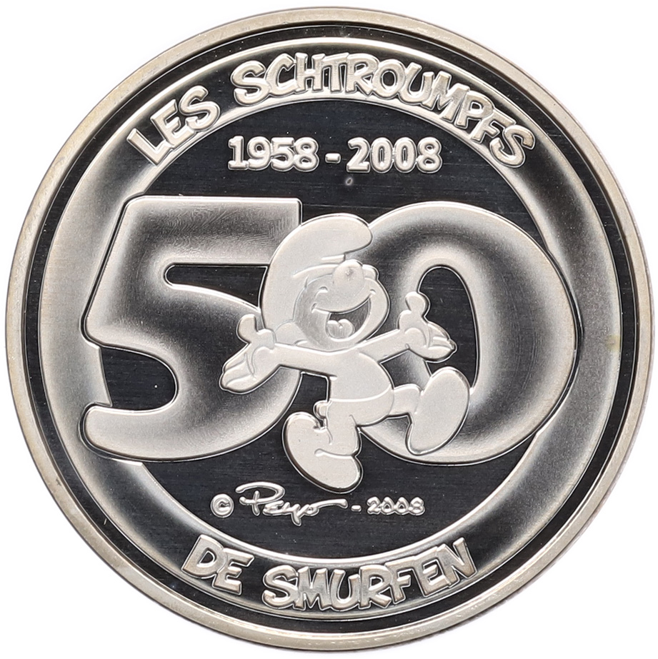 5 евро 2008 года Бельгия «50 лет Смурфам» — Фото №1