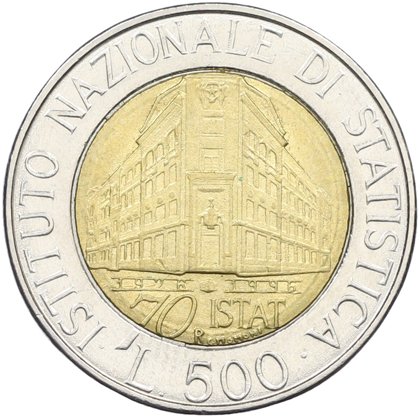 500 лир 1996 года Италия «70 лет Национальному институту статистики» — Фото №1