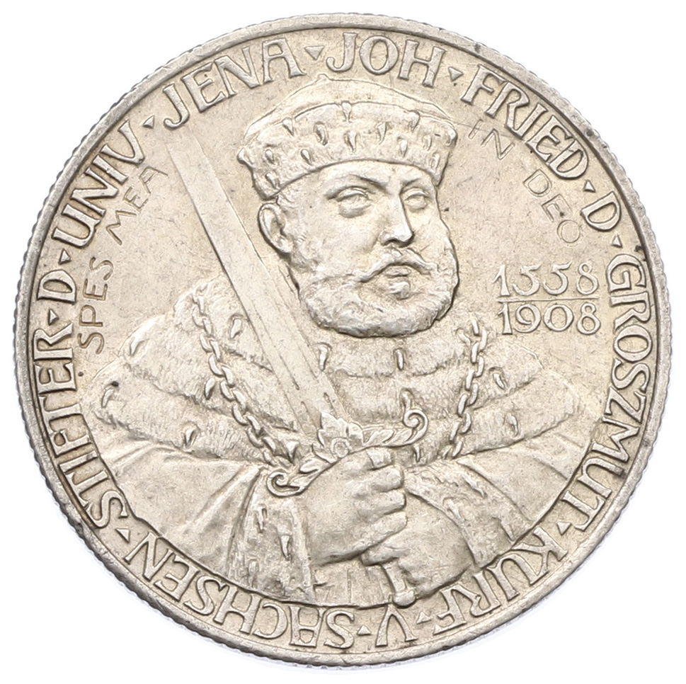 2 марки 1908 года Германия (Саксен-Веймар-Эйзенах) «350 лет Йенскому университету» — Фото №1
