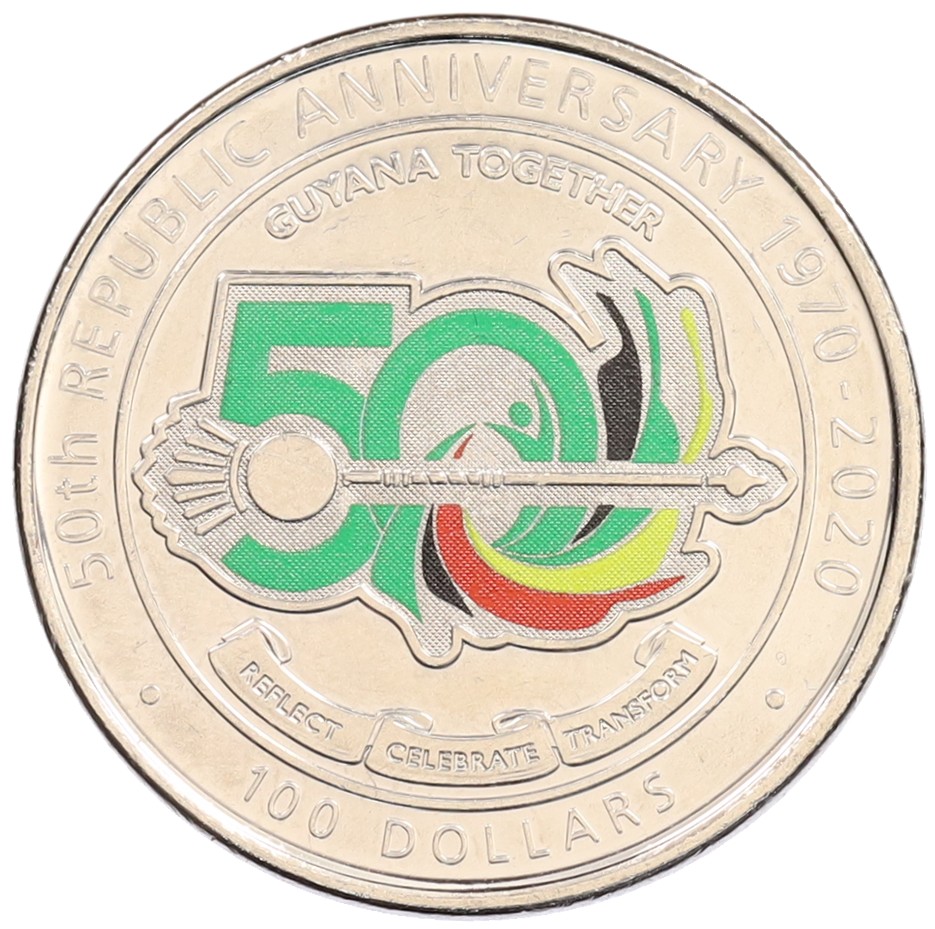 100 долларов 2020 года Гайана «50 лет Кооперативной Республике Гайана» — Фото №1
