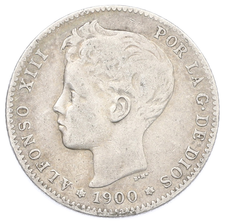1 песета 1900 года Испания — Фото №1
