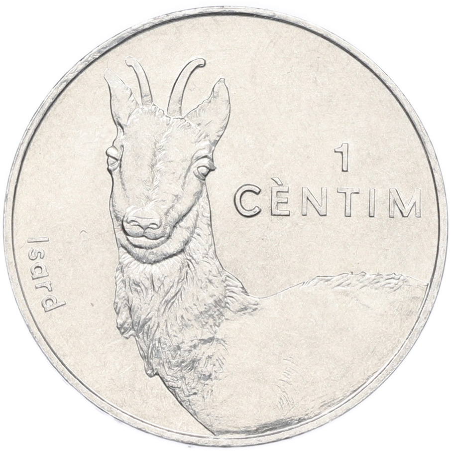 1 сантим 2002 года Андорра «Пиренейская серна» — Фото №1