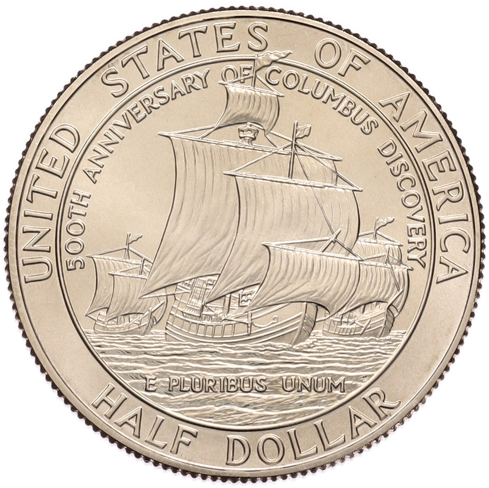 1/2 доллара (50 центов) 1992 года D США «500 лет путешествию Колумба» — Фото №2
