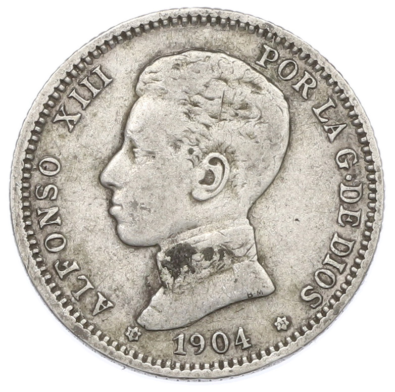 1 песета 1904 года Испания — Фото №1