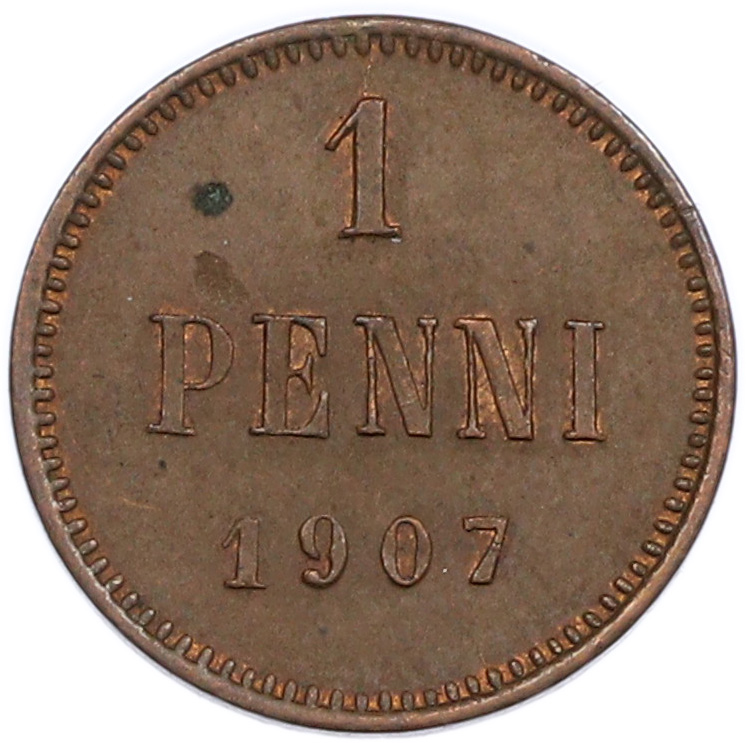 1 пенни 1907 года Русская Финляндия — Фото №1