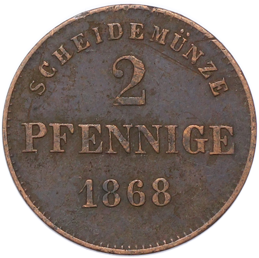 2 пфеннига 1868 года Саксен-Мейнинген — Фото №1