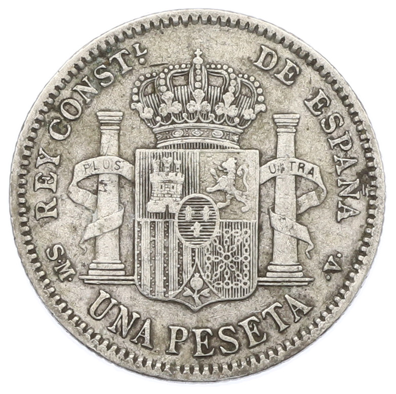 1 песета 1904 года Испания — Фото №2