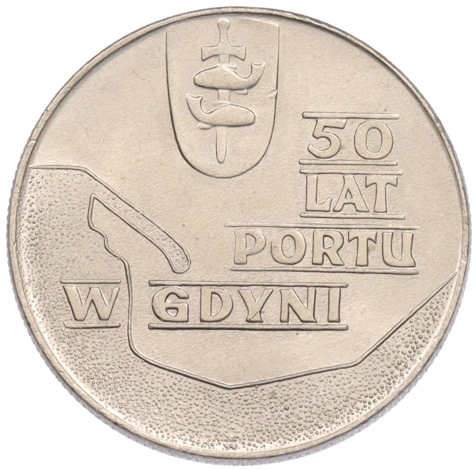 10 злотых 1972 года Польша «50 лет порту в Гдыне» — Фото №1
