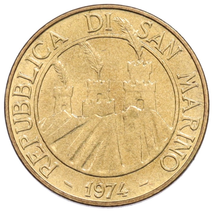 20 лир 1974 года Сан-Марино — Фото №2