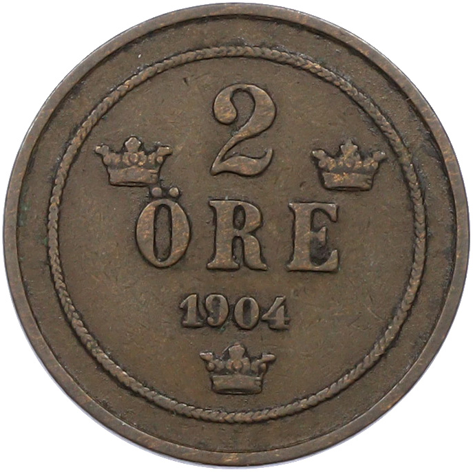 2 эре 1904 года Швеция — Фото №1