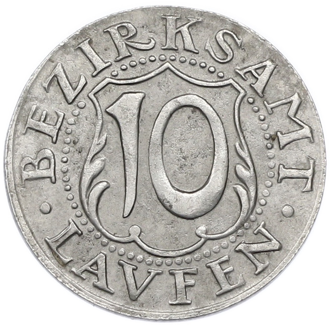 10 пфеннигов 1918 года Германия — округ Лауфен (Нотгельд) — Фото №2