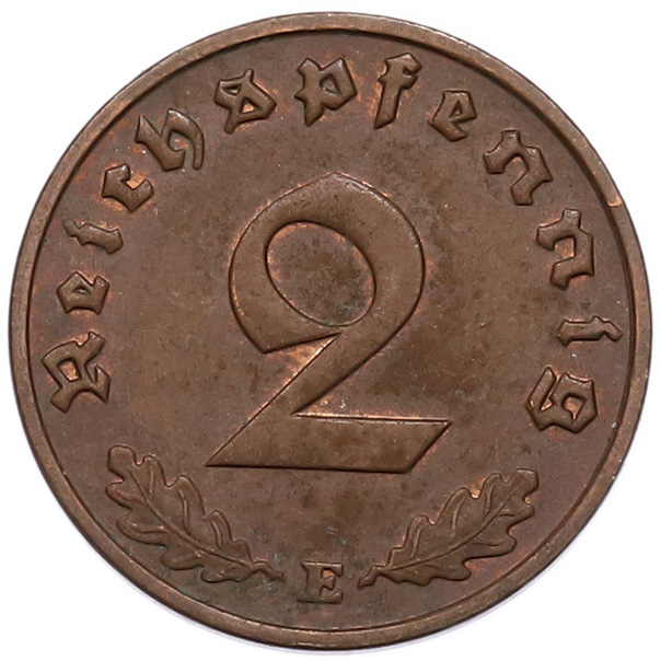 2 рейхспфеннига 1938 года E Германия — Фото №2