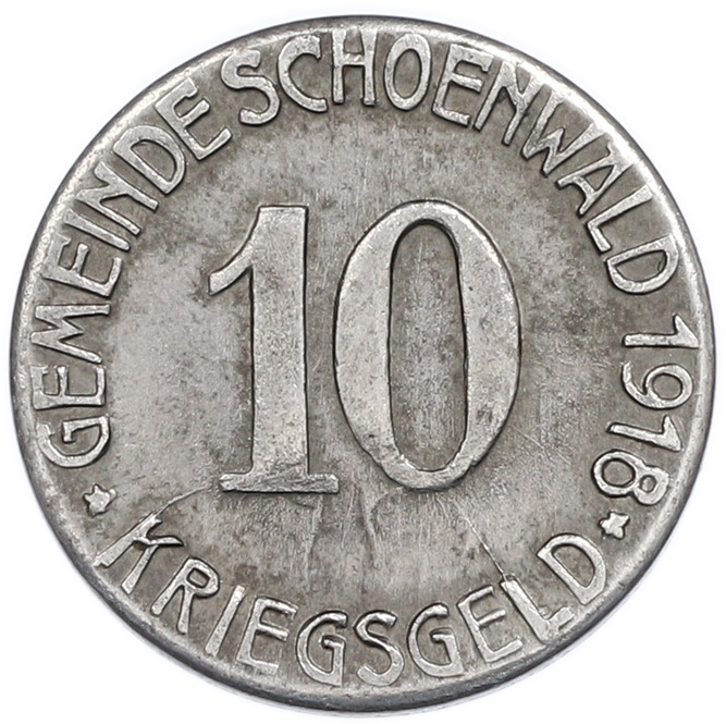 10 пфеннигов 1918 года Германия — община Шёнвальд (Нотгельд) — Фото №2