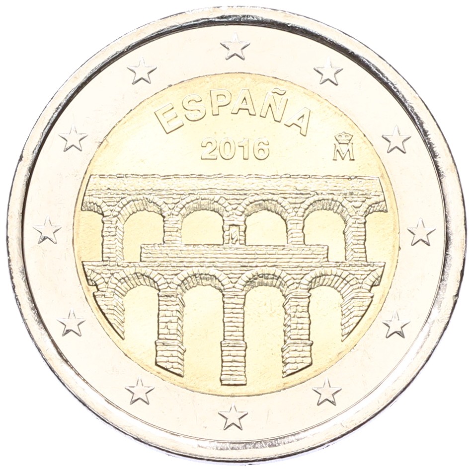 2 евро 2016 года Испания «ЮНЕСКО — Акведук в Сеговии» — Фото №1