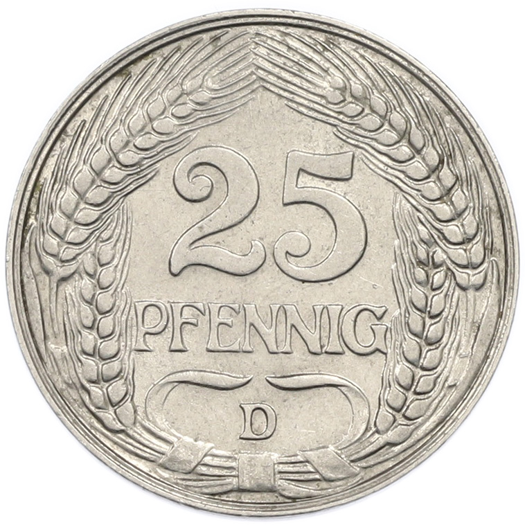 25 пфеннигов 1910 года D Германия — Фото №2
