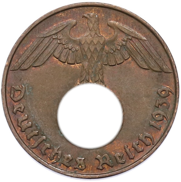 2 рейхспфеннига 1939 года D Германия — Фото №1