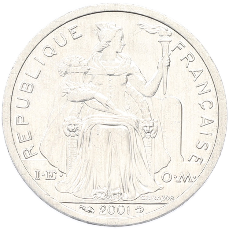 1 франк 2001 года Французская Полинезия — Фото №2