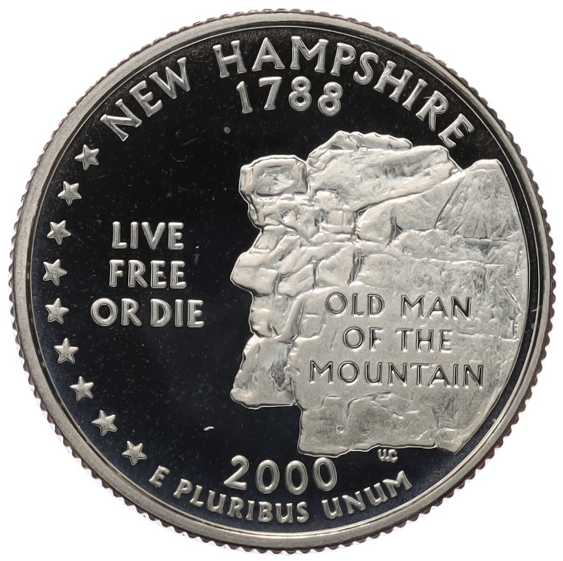 1/4 доллара (25 центов) 2000 года S США «Штаты и территории — Нью-Гэмпшир» — Фото №1