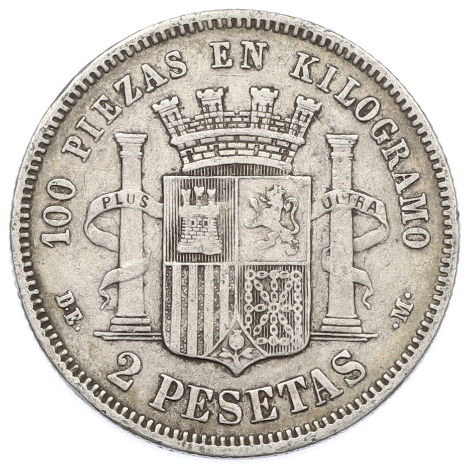 2 песеты 1870 (74) года Испания — Фото №2