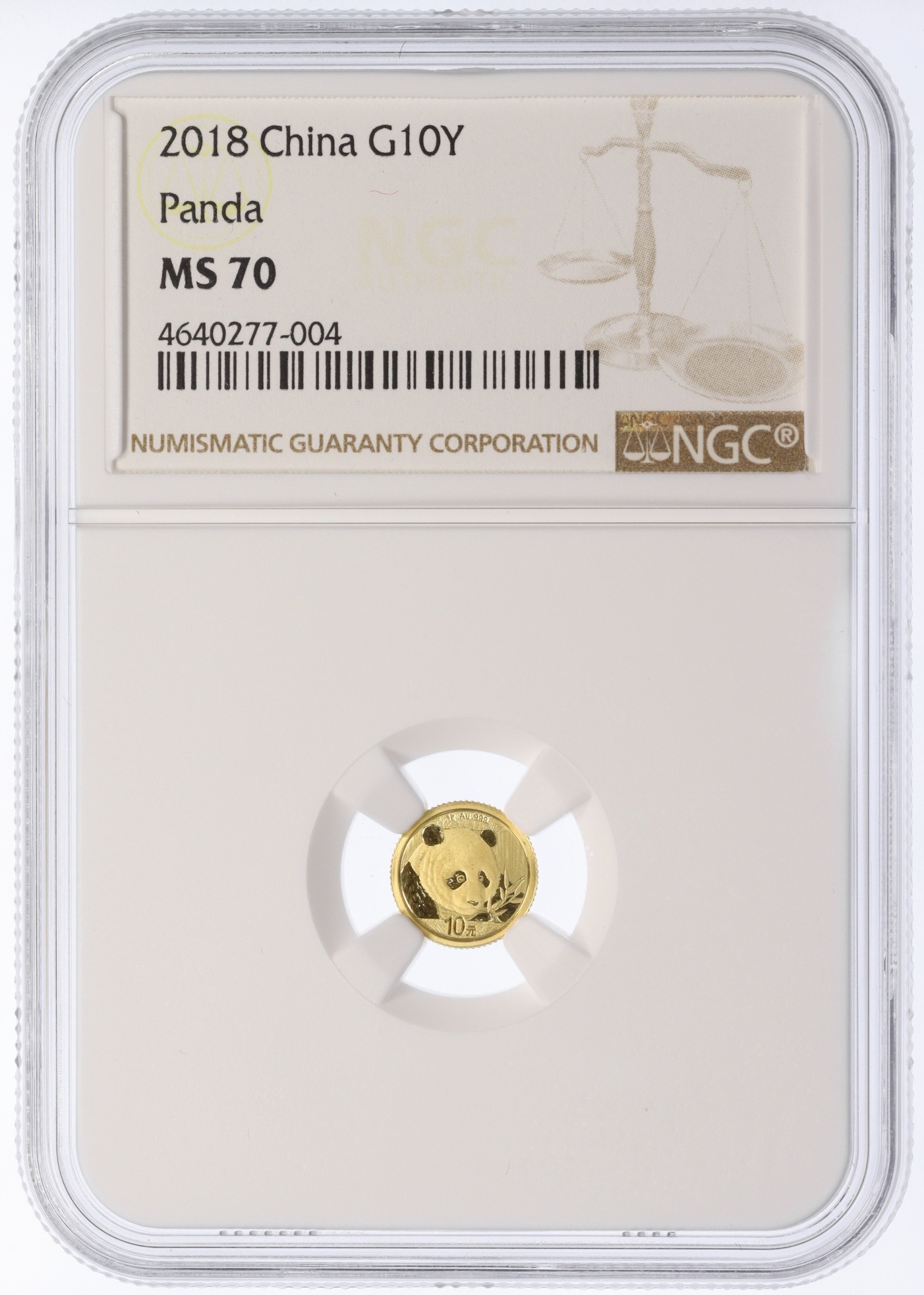 10 юаней 2018 года Китай «Панда» в слабе NGC (Топ-грейд MS70) — Фото №3