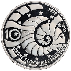 10 евро 2009 года Сан-Марино «10 лет экономическому и валютному союза» — Фото №1