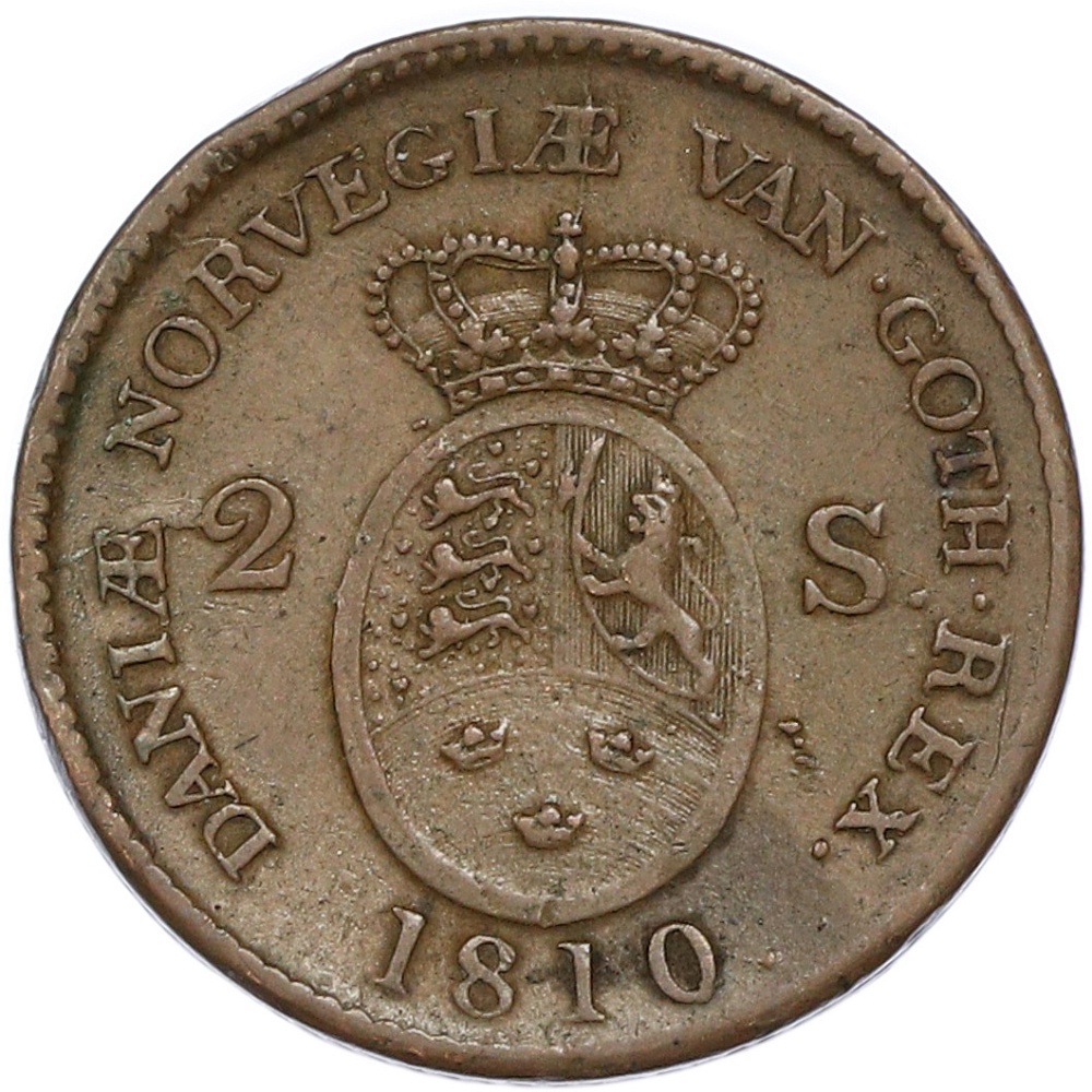 2 скиллинга 1810 года Дания — Фото №1