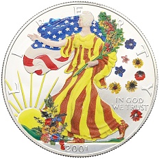 1 доллар 2001 года США «Шагающая Свобода» (Цветное покрытие) — Фото №1