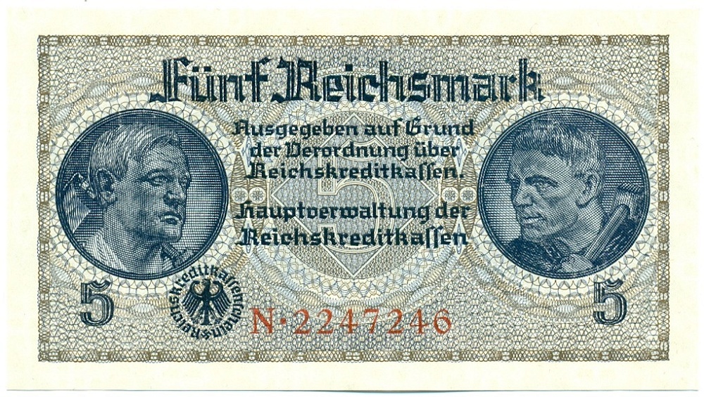 5 рейхсмарок 1940 года Германия (Для оккупированных территорий) — Фото №1