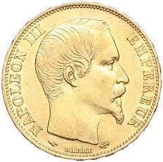 20 франков 1858 года A Франция (Наполеон III) — Фото №2